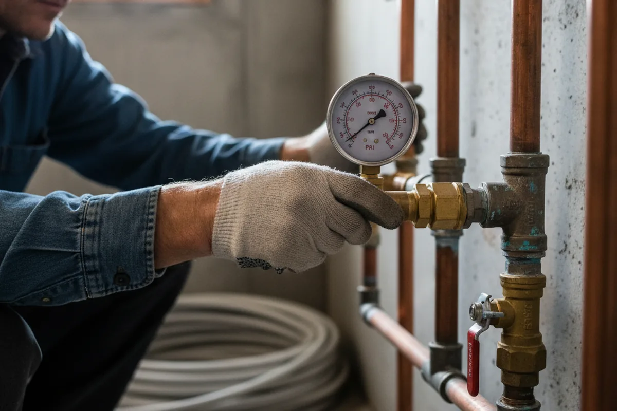 Pressure testing a repaired line during Water Line Repair in Fairhope